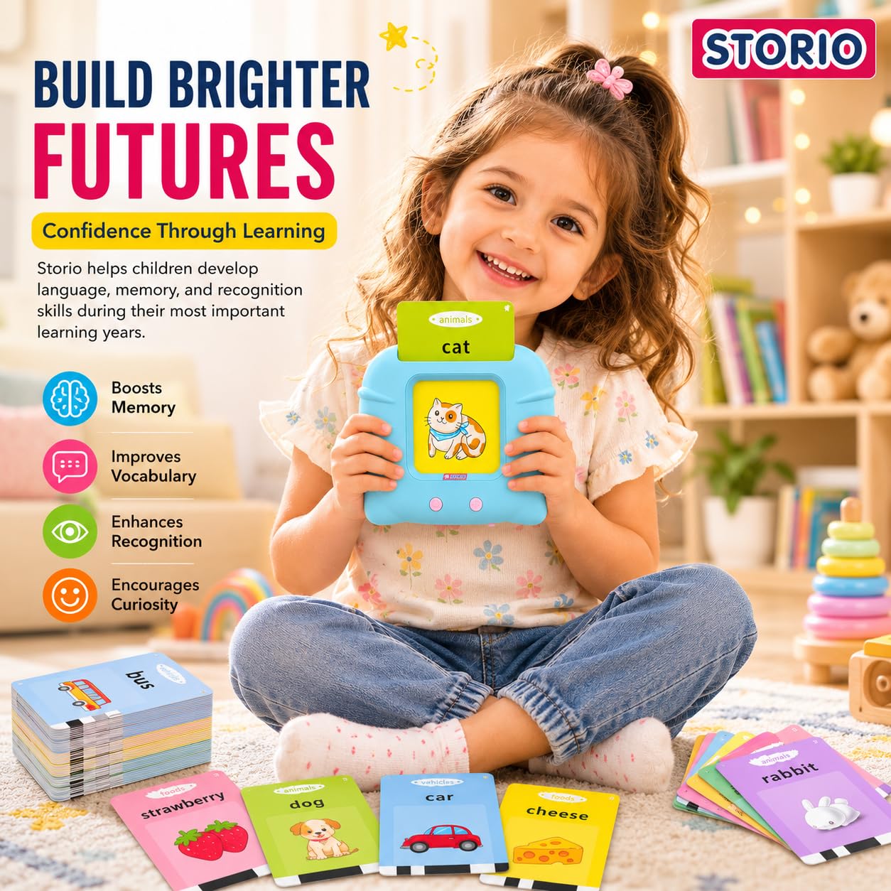 Storio Montessori Talking Flash Cards Educational Learning Toy