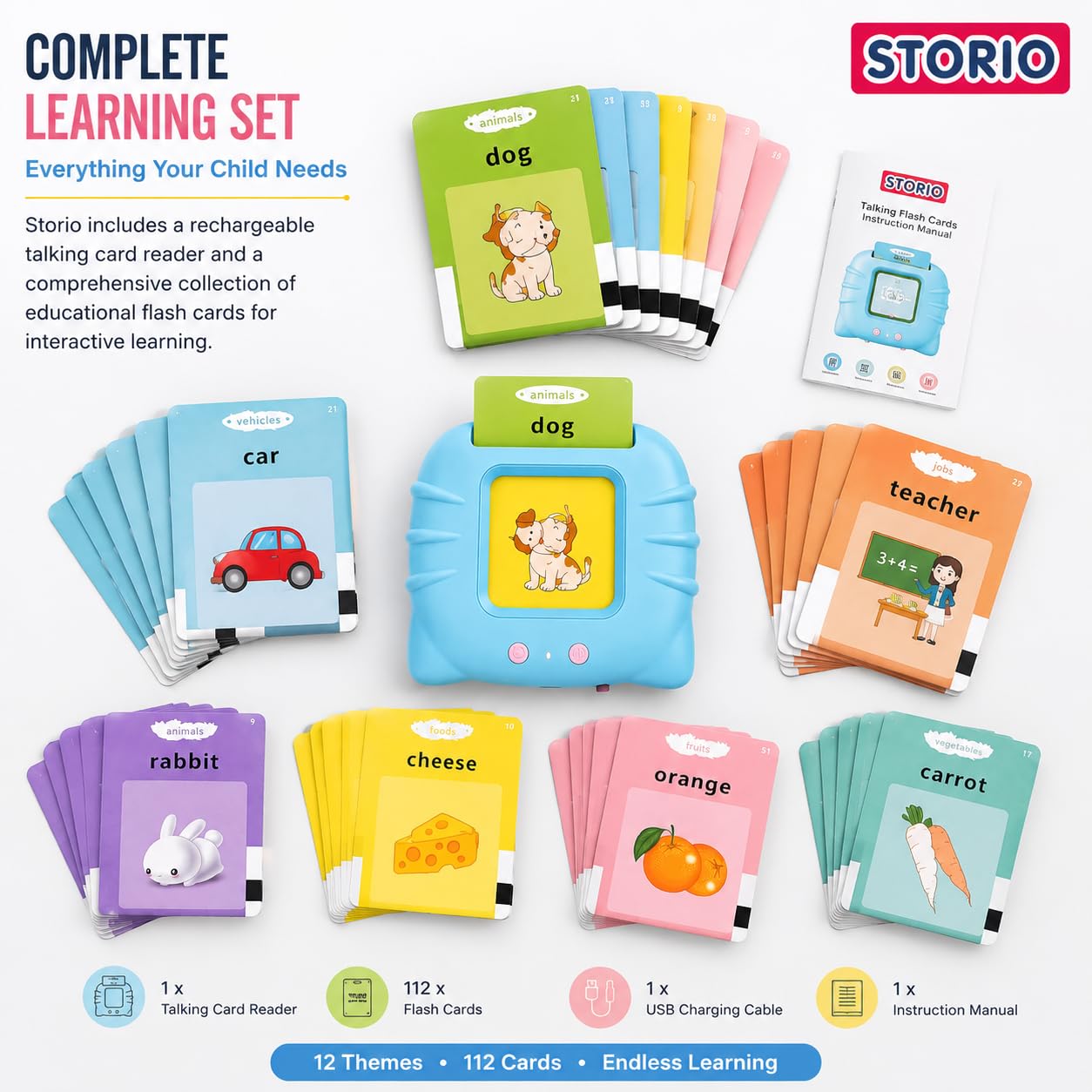 Storio Montessori Talking Flash Cards Educational Learning Toy