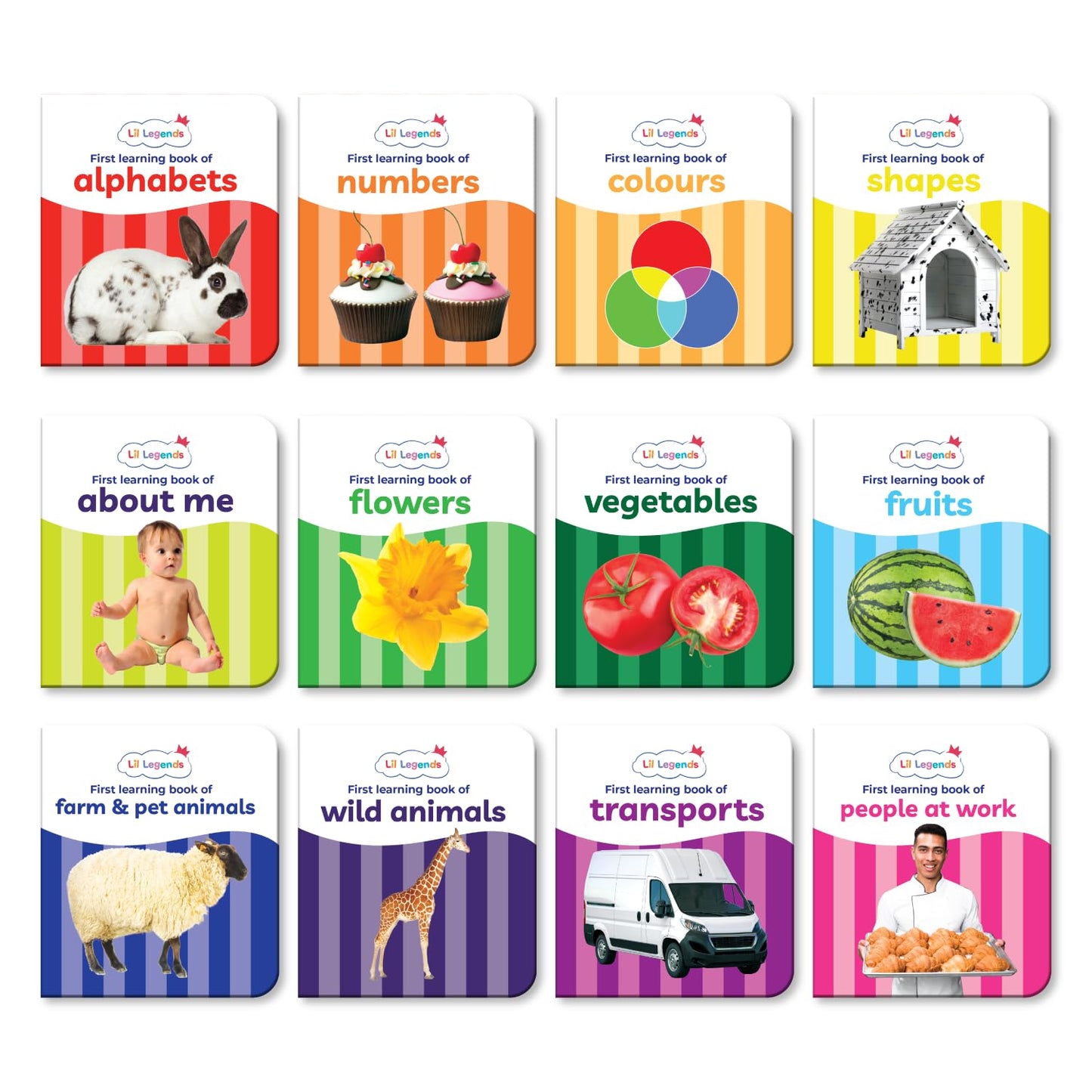 Set of early learning board books for kids, Oswaal Lil Legends Mini Library Vol 1